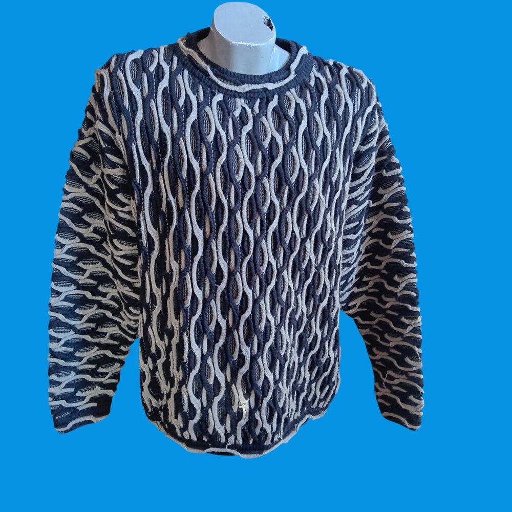 Large Bergati Mens Vintage Sweater coogli Textured Knit Acrylic Syria 90s